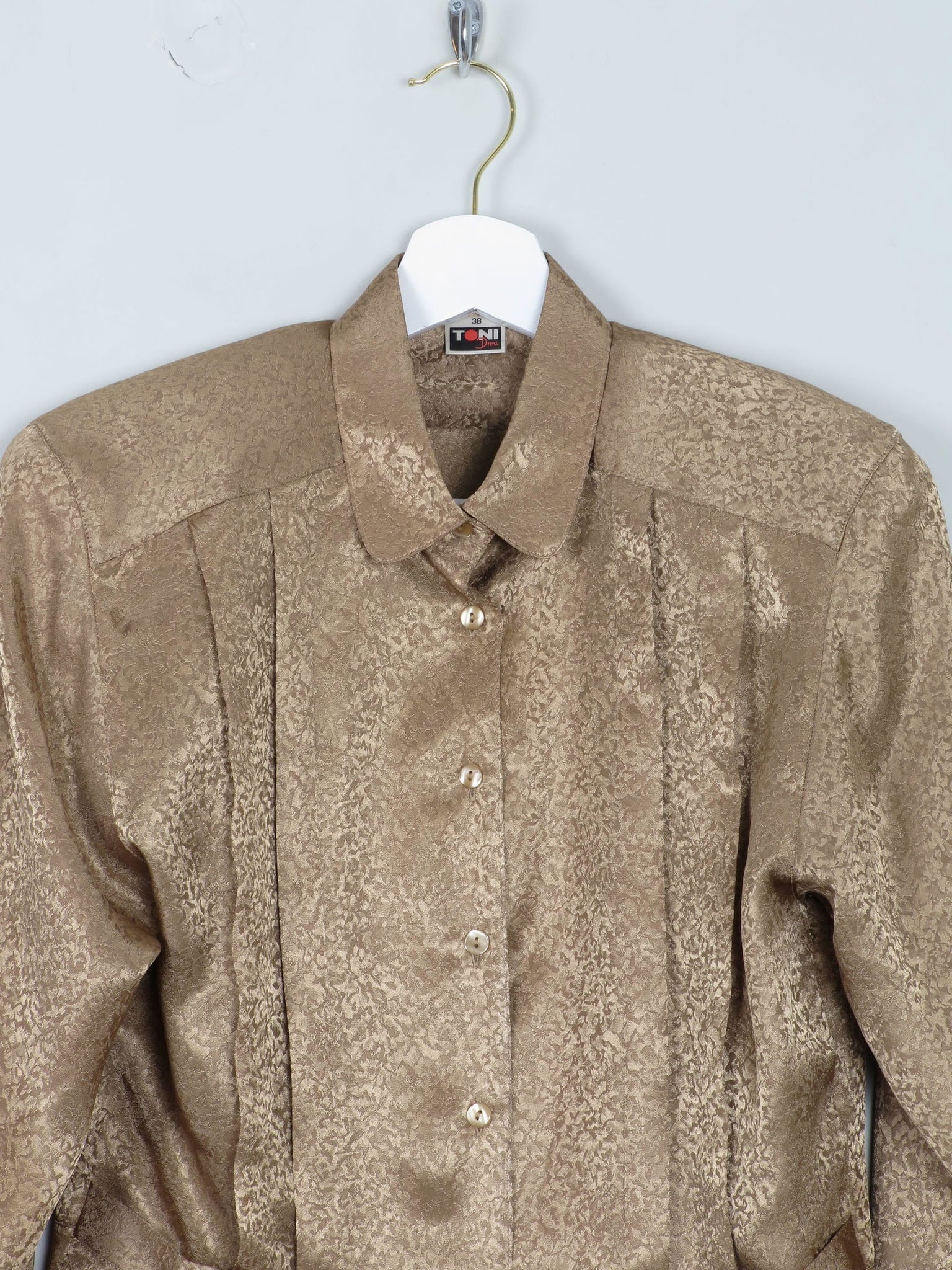 Women's Vintage Blouse Coffee S - The Harlequin
