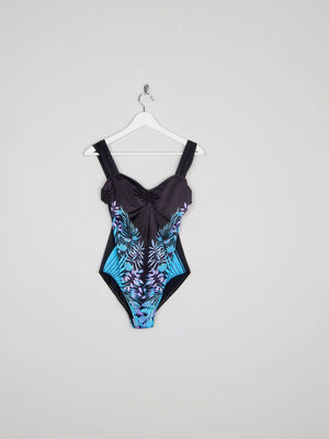 Women’s Vintage Blue & Black Printed Swimsuit S - The Harlequin