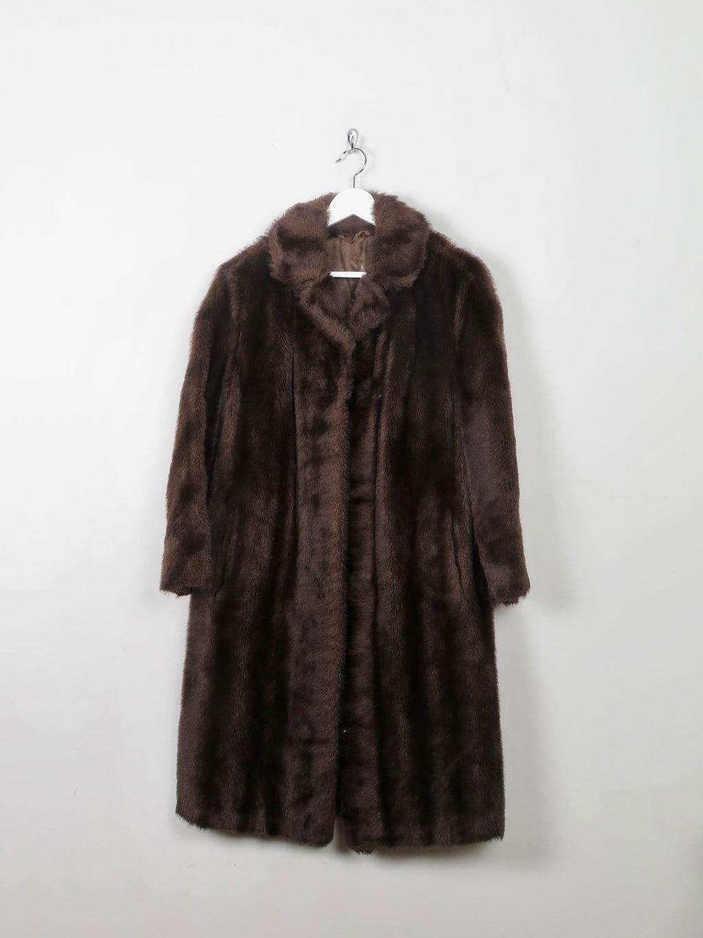 Women's Vintage Brown Faux Fur Coat S/M - The Harlequin