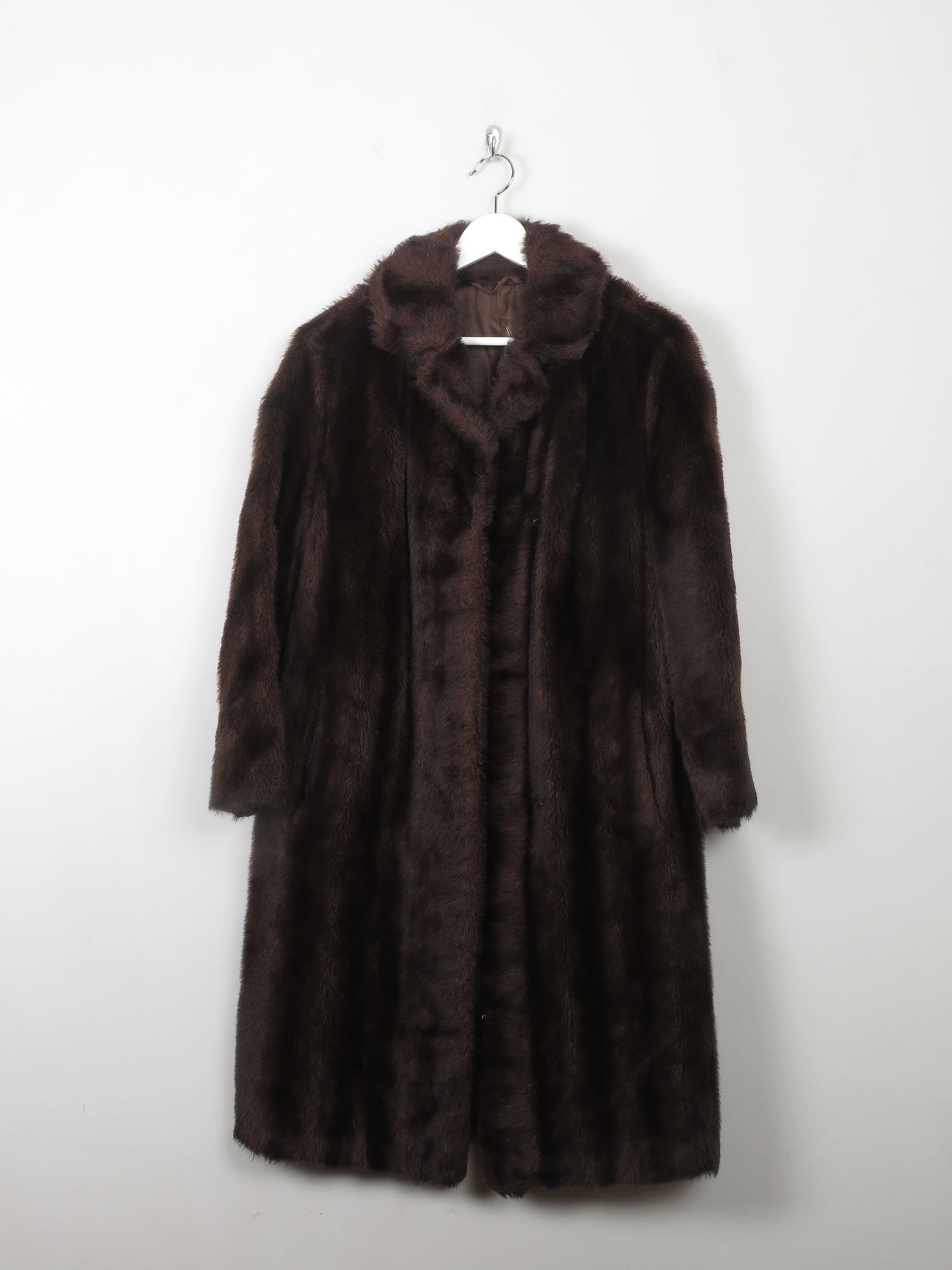 Women's Vintage Brown Faux Fur Coat S/M - The Harlequin