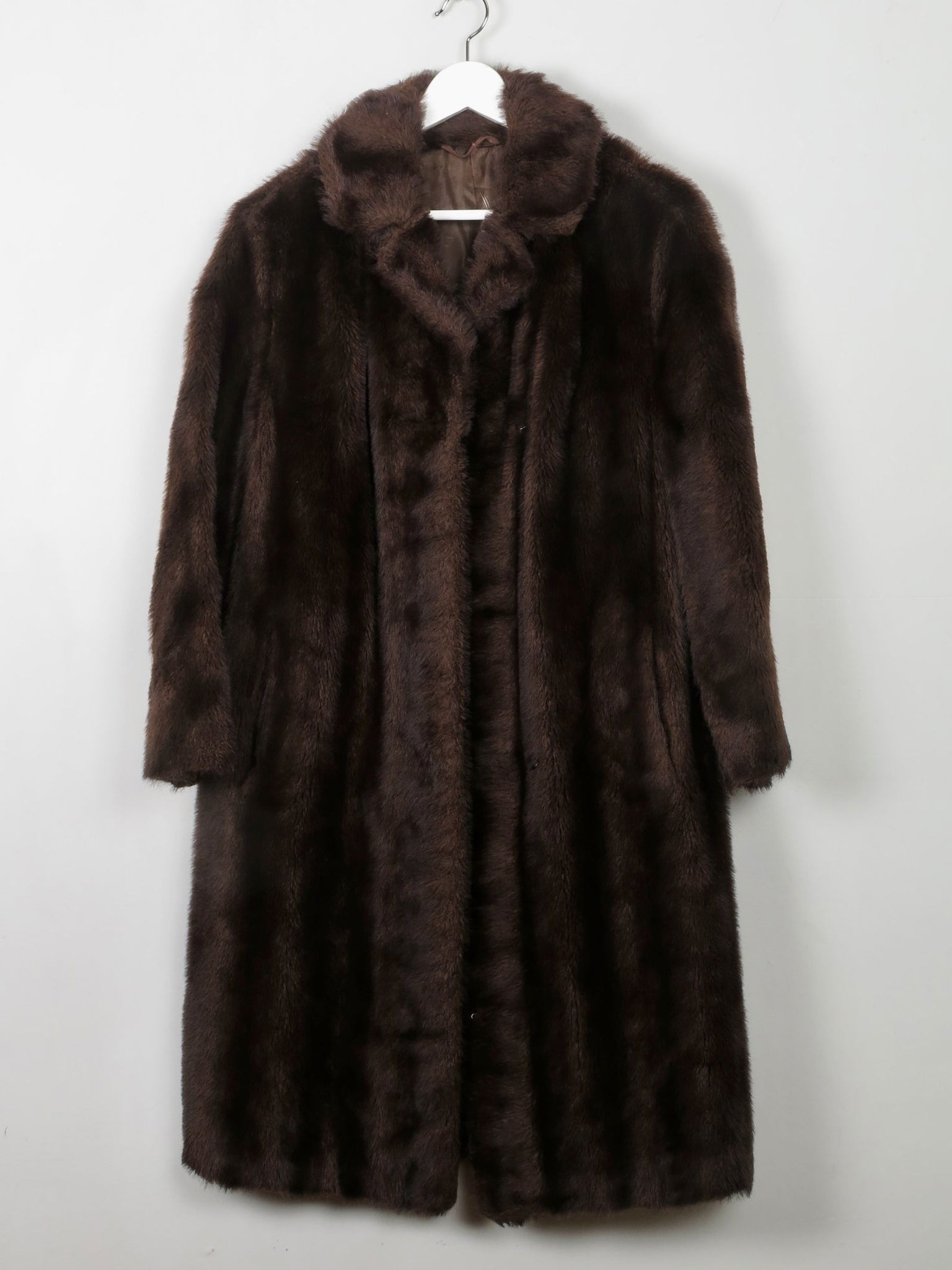Women's Vintage Brown Faux Fur Coat S/M - The Harlequin