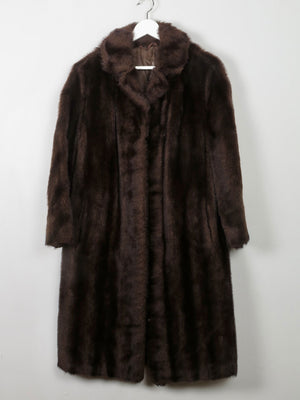 Women's Vintage Brown Faux Fur Coat S/M - The Harlequin