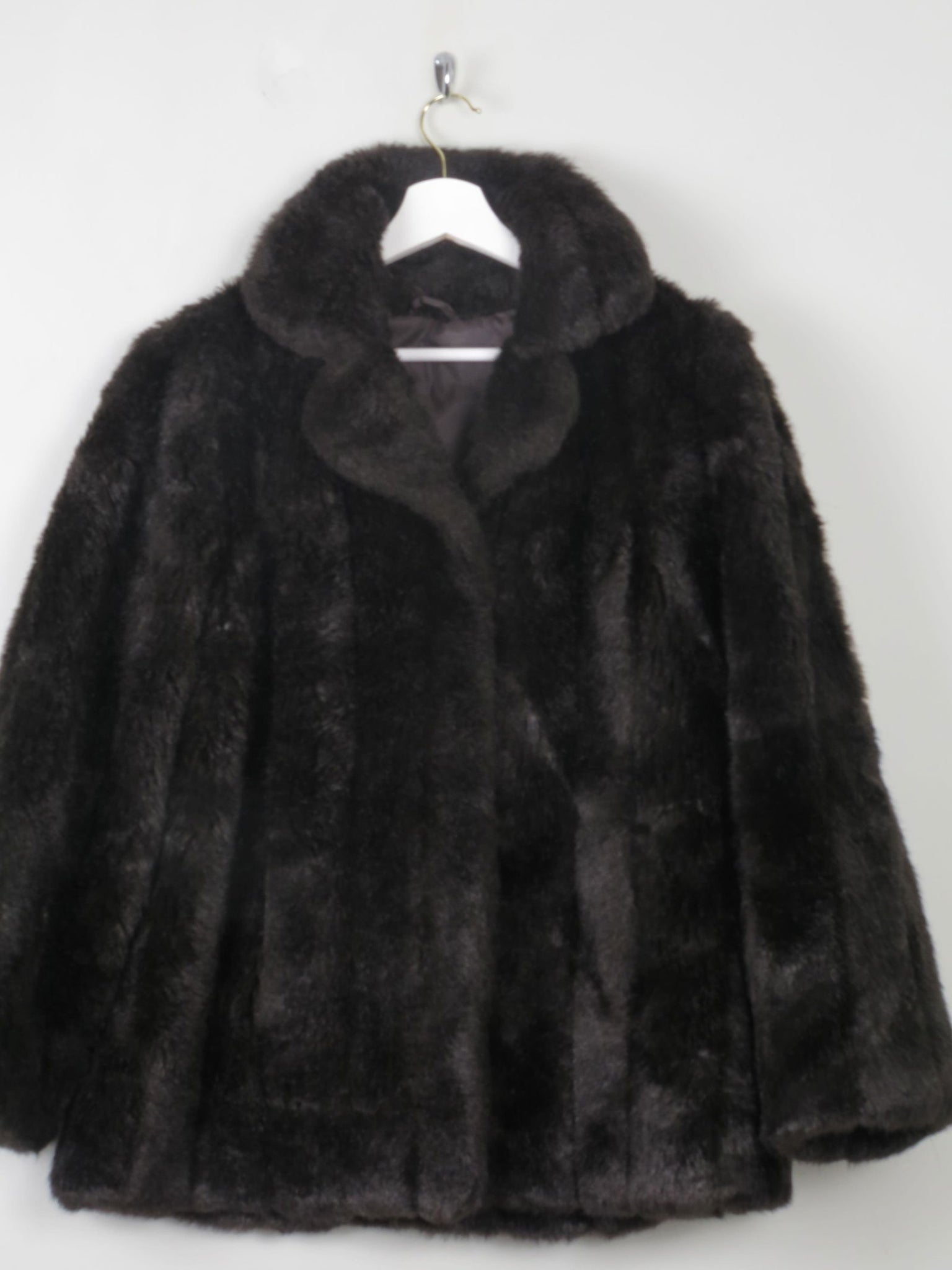 Women's Vintage Brown Faux Fur Jacket M - The Harlequin