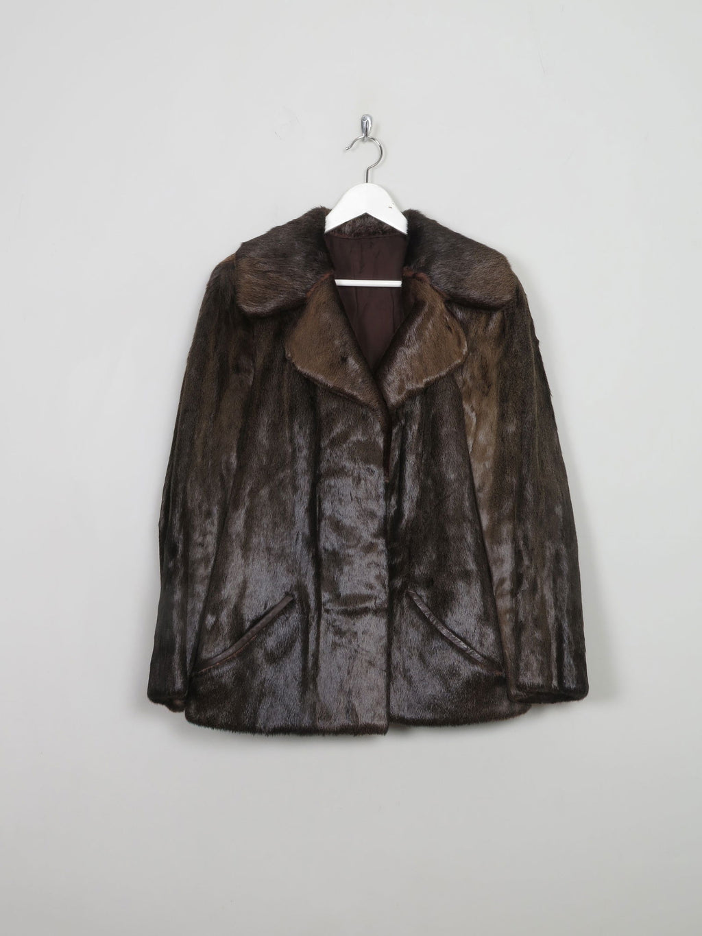 Women's Vintage Brown Fur Jacket L - The Harlequin