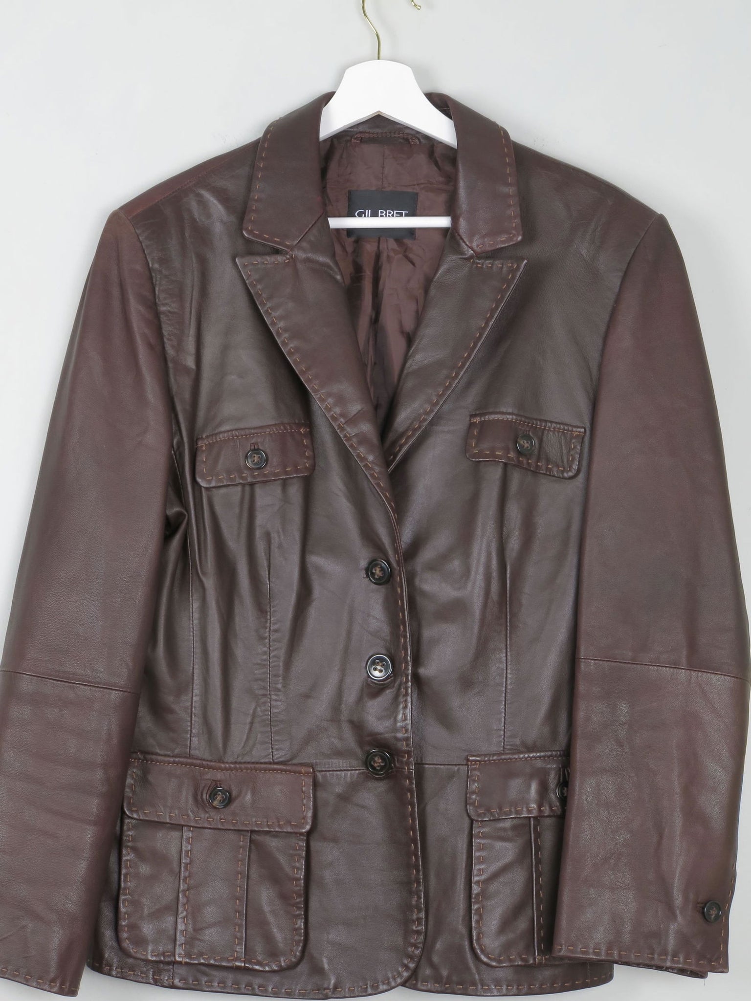 Women's Vintage Brown Leather Gil Bret Jacket L - The Harlequin