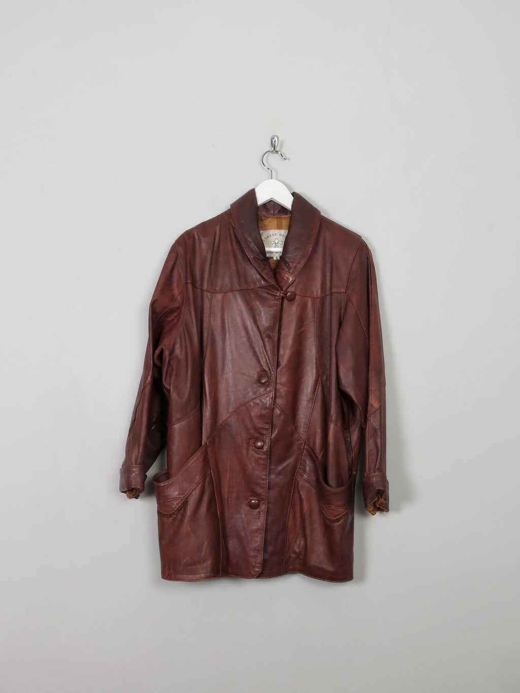 Women's Vintage Brown Leather Long Jacket S/M - The Harlequin