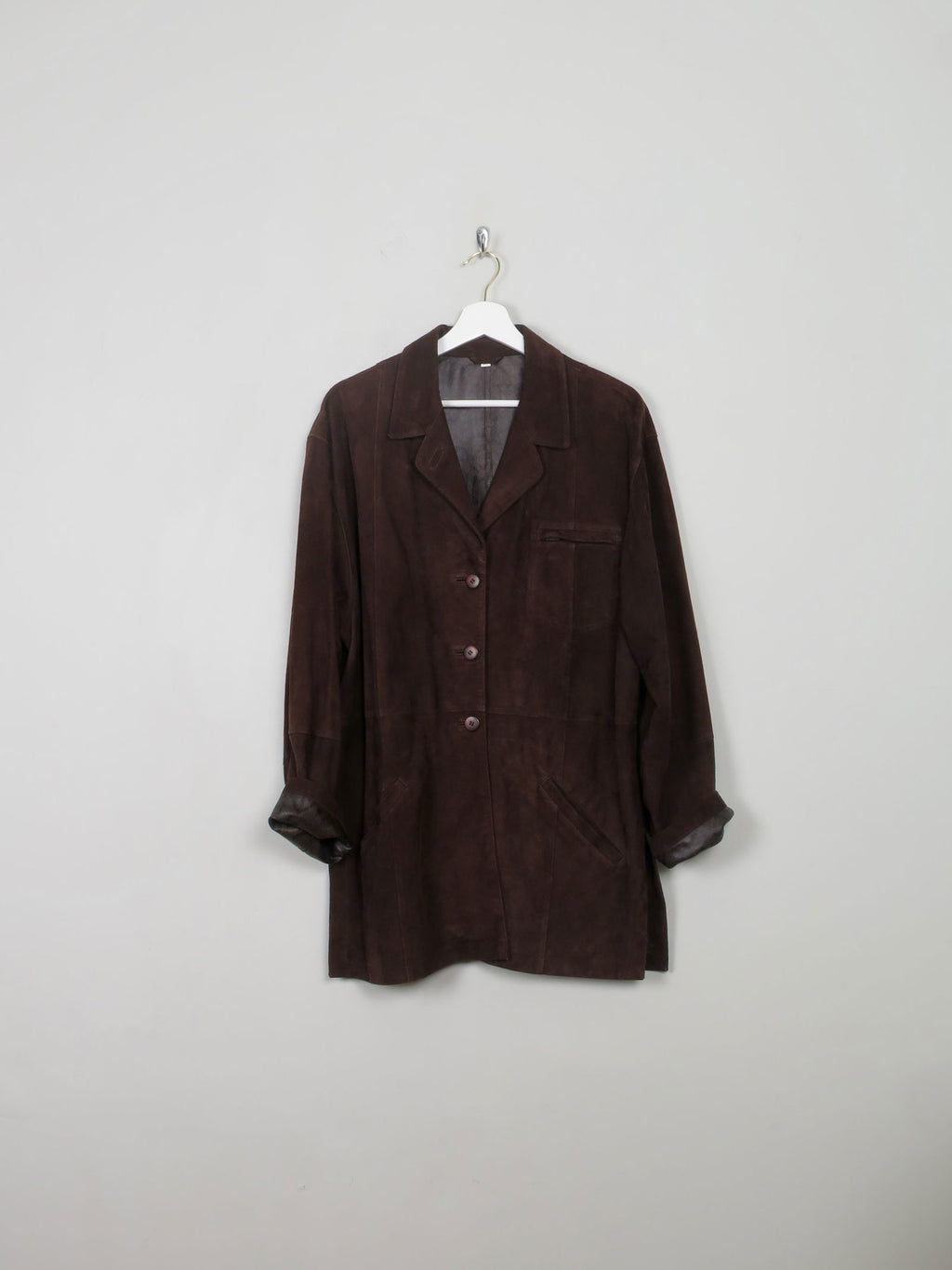 Women's Vintage Brown Suede Jacket M Oversized - The Harlequin