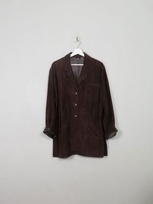 Women's Vintage Brown Suede Jacket M Oversized - The Harlequin