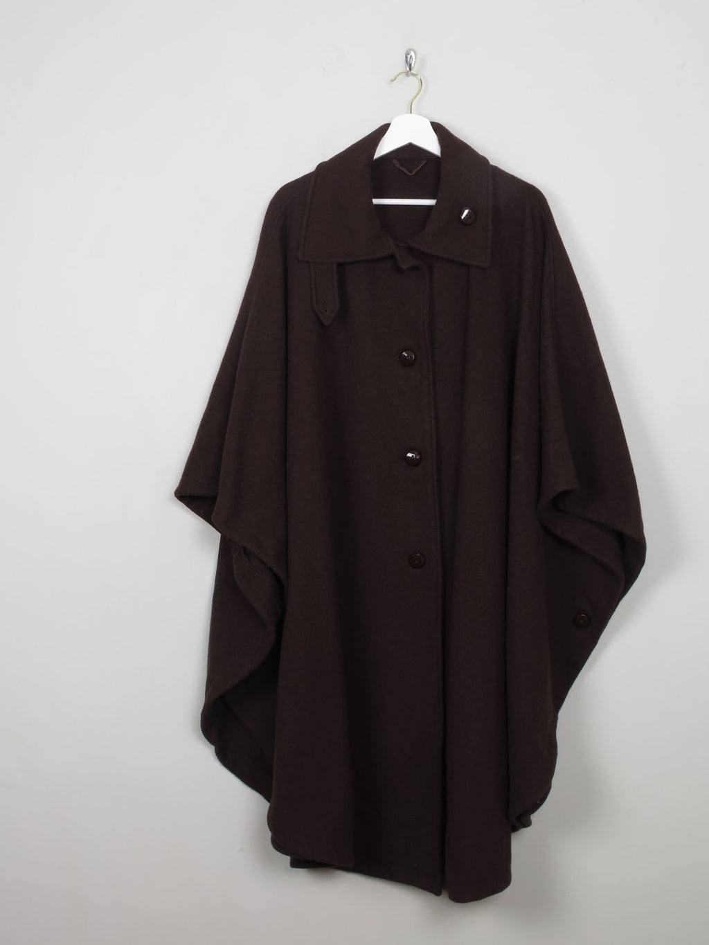Women's Vintage Brown Wool Coat Cape One Size - The Harlequin