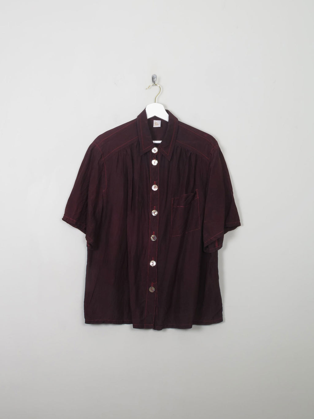 Women's Vintage Burgundy Silk Blouse M/L - The Harlequin