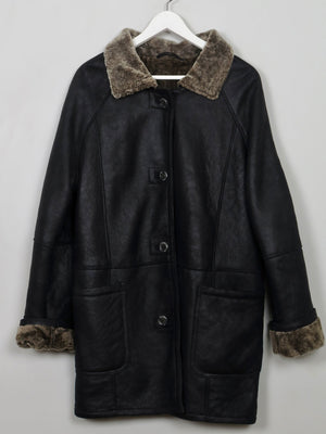 Women's Vintage Charcoal Black Sheepskin Coat S/M - The Harlequin