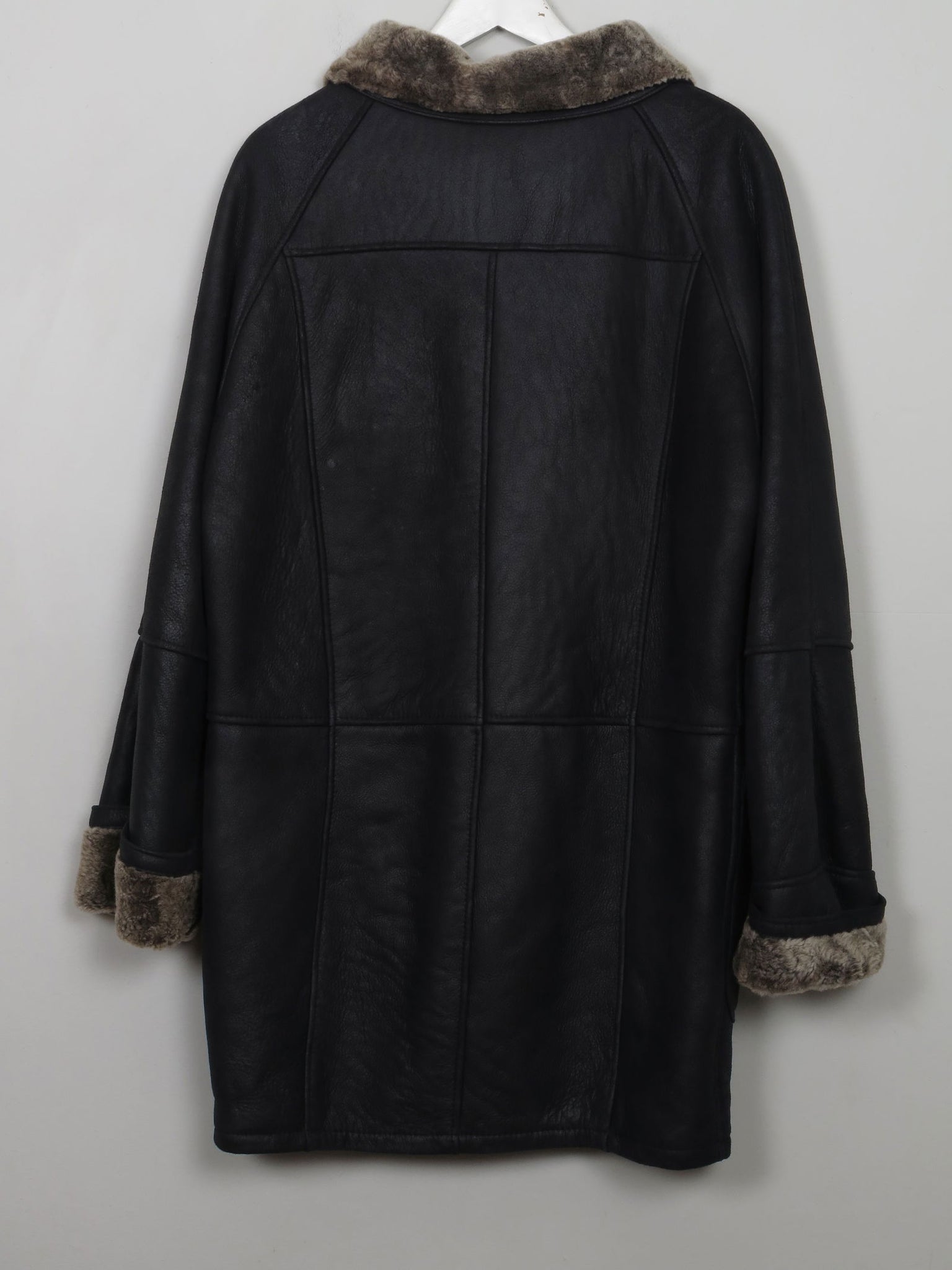 Women's Vintage Charcoal Black Sheepskin Coat S/M - The Harlequin