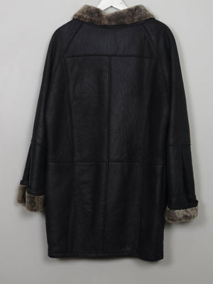 Women's Vintage Charcoal Black Sheepskin Coat S/M - The Harlequin