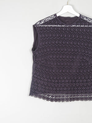 Women's Vintage Charcoal Cotton & Lace Blouse 10/12 - The Harlequin
