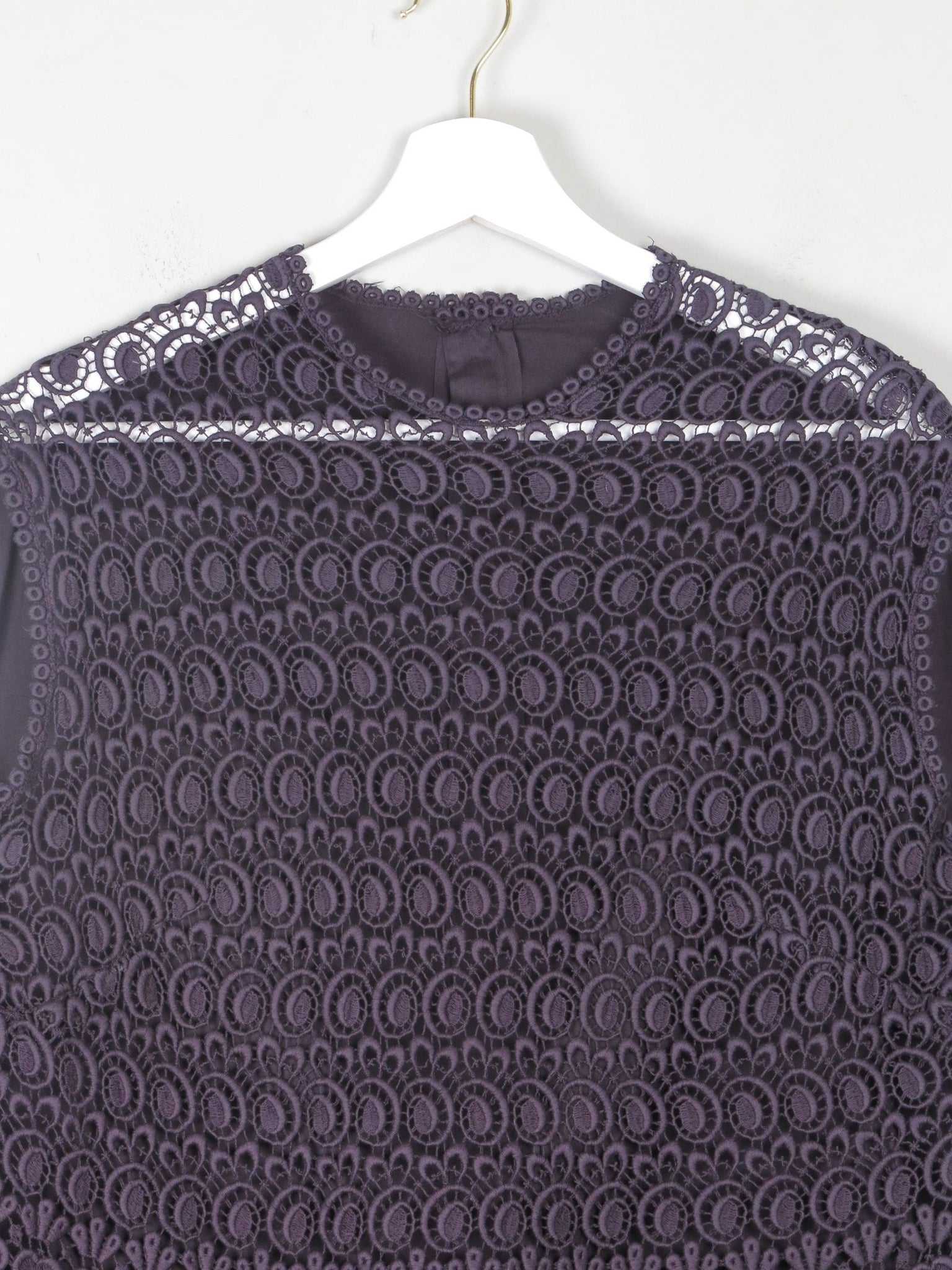 Women's Vintage Charcoal Cotton & Lace Blouse 10/12 - The Harlequin