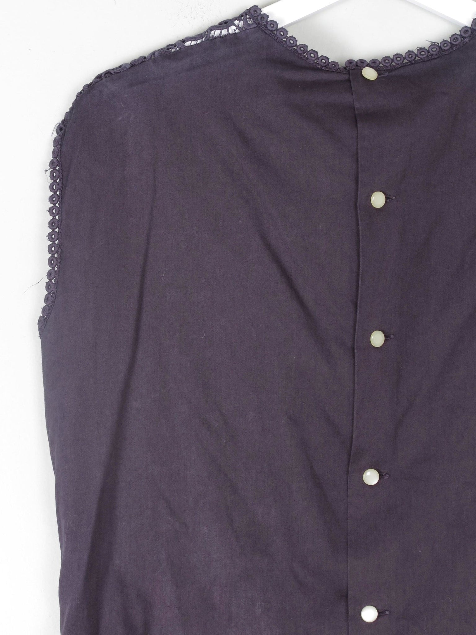Women's Vintage Charcoal Cotton & Lace Blouse 10/12 - The Harlequin