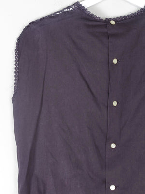 Women's Vintage Charcoal Cotton & Lace Blouse 10/12 - The Harlequin