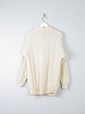 Women's Vintage Cream Aran Cardigan From Carraig Donn M - The Harlequin