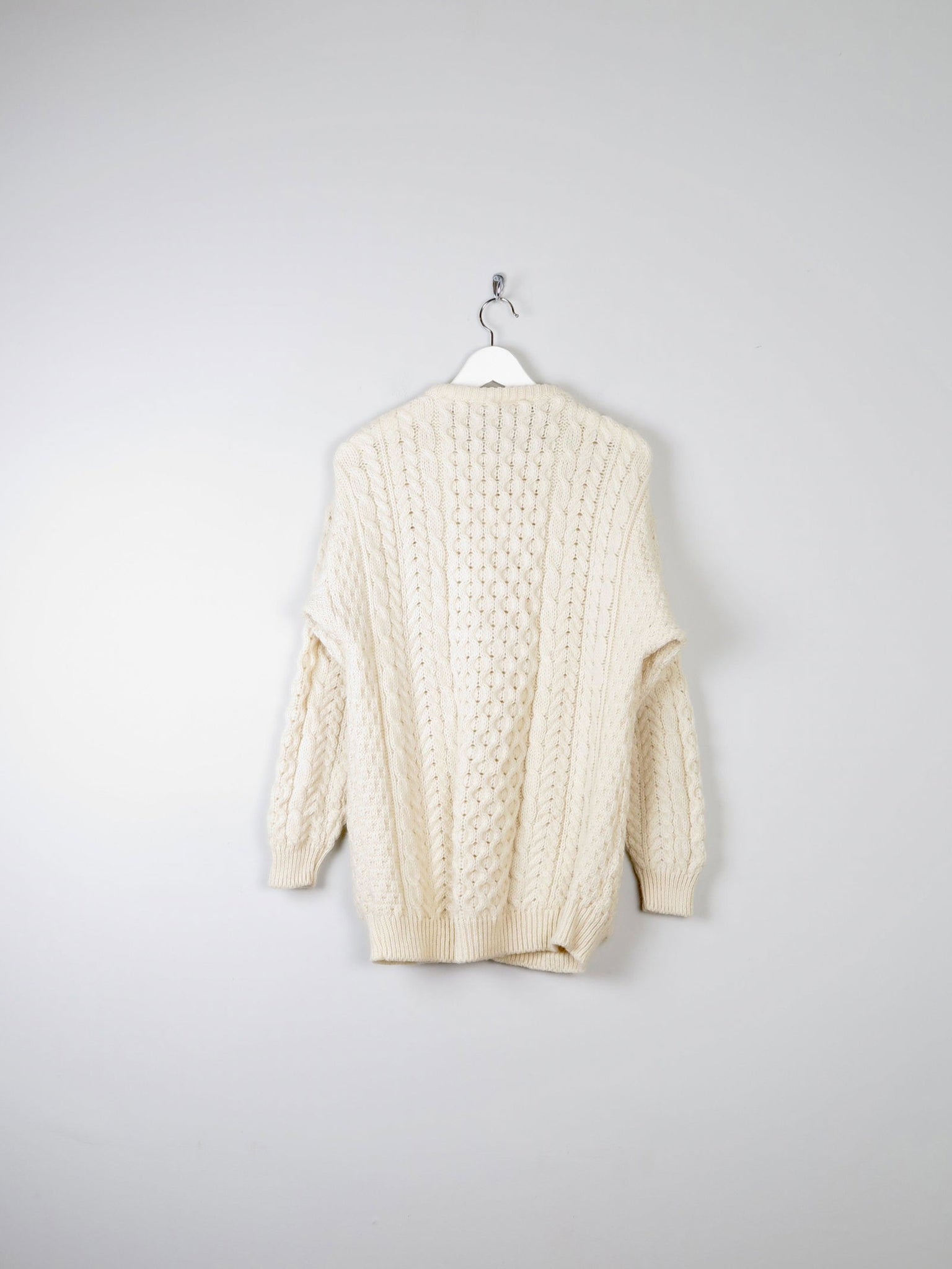 Women's Vintage Cream Aran Cardigan From Carraig Donn M - The Harlequin