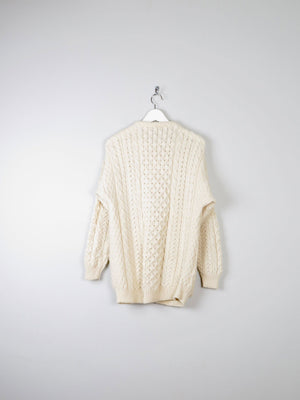 Women's Vintage Cream Aran Cardigan From Carraig Donn M - The Harlequin