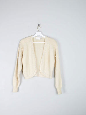 Women’s Vintage Cream Beaded Bolero Wool Cardigan S/M - The Harlequin