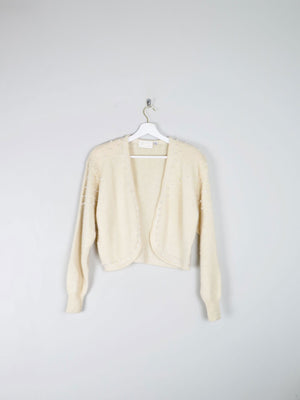 Women’s Vintage Cream Beaded Bolero Wool Cardigan S/M - The Harlequin