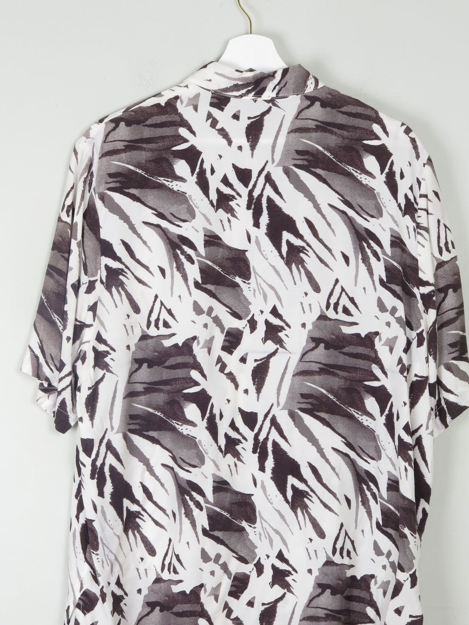 Women's Vintage Cream & Black Printed Collared Blouse L - The Harlequin
