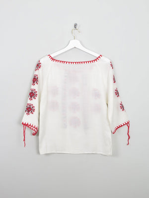 Women’s Vintage Cream Embroidered Peasant Blouse XS - The Harlequin