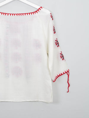 Women’s Vintage Cream Embroidered Peasant Blouse XS - The Harlequin