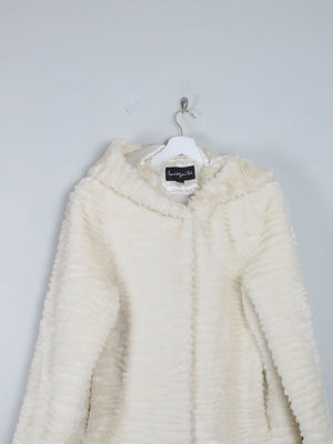 Women's Vintage Cream Faux Fur Hooded Jacket M - The Harlequin