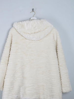 Women's Vintage Cream Faux Fur Hooded Jacket M - The Harlequin
