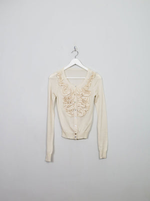 Women's Vintage Cream Wool Cropped Cardigan XS/S - The Harlequin