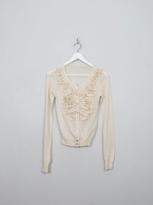 Women's Vintage Cream Wool Cropped Cardigan XS/S - The Harlequin