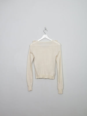 Women's Vintage Cream Wool Cropped Cardigan XS/S - The Harlequin