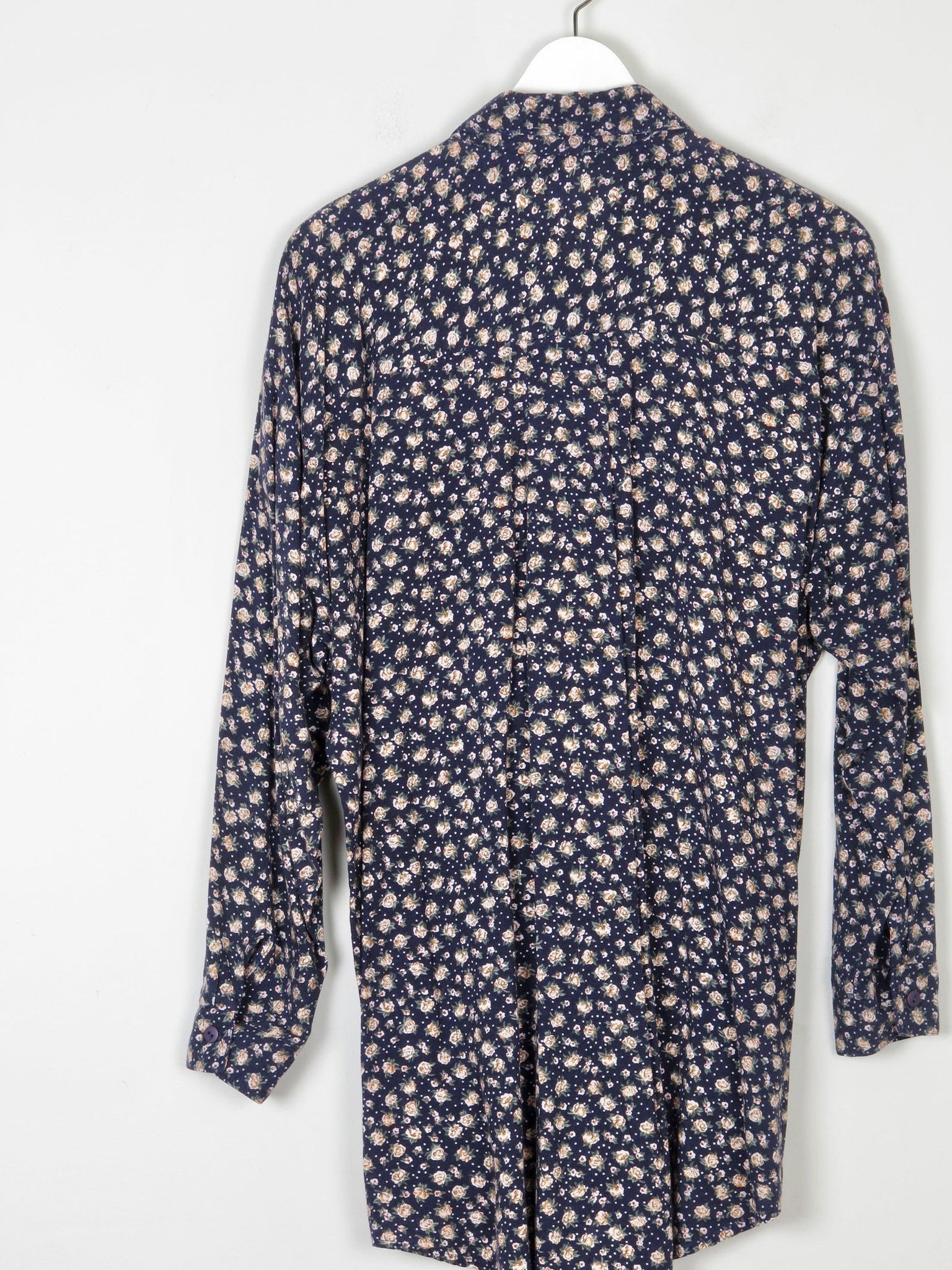Women’s Vintage Floral Print Navy Blouse S-L - The Harlequin