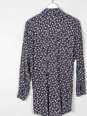 Women’s Vintage Floral Print Navy Blouse S-L - The Harlequin