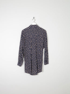 Women’s Vintage Floral Print Navy Blouse S-L - The Harlequin