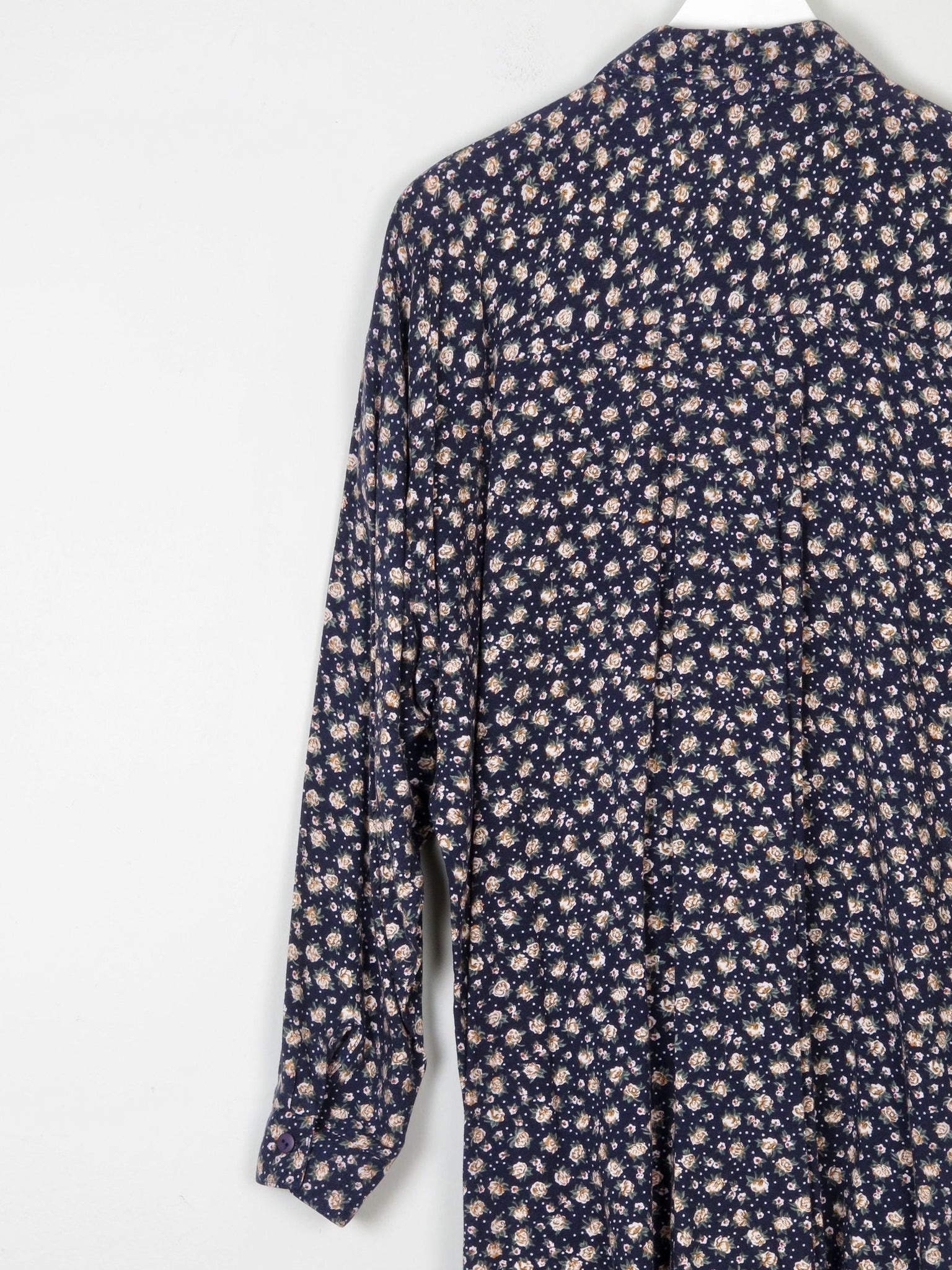 Women’s Vintage Floral Print Navy Blouse S-L - The Harlequin