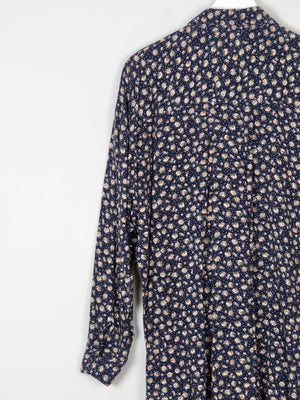 Women’s Vintage Floral Print Navy Blouse S-L - The Harlequin