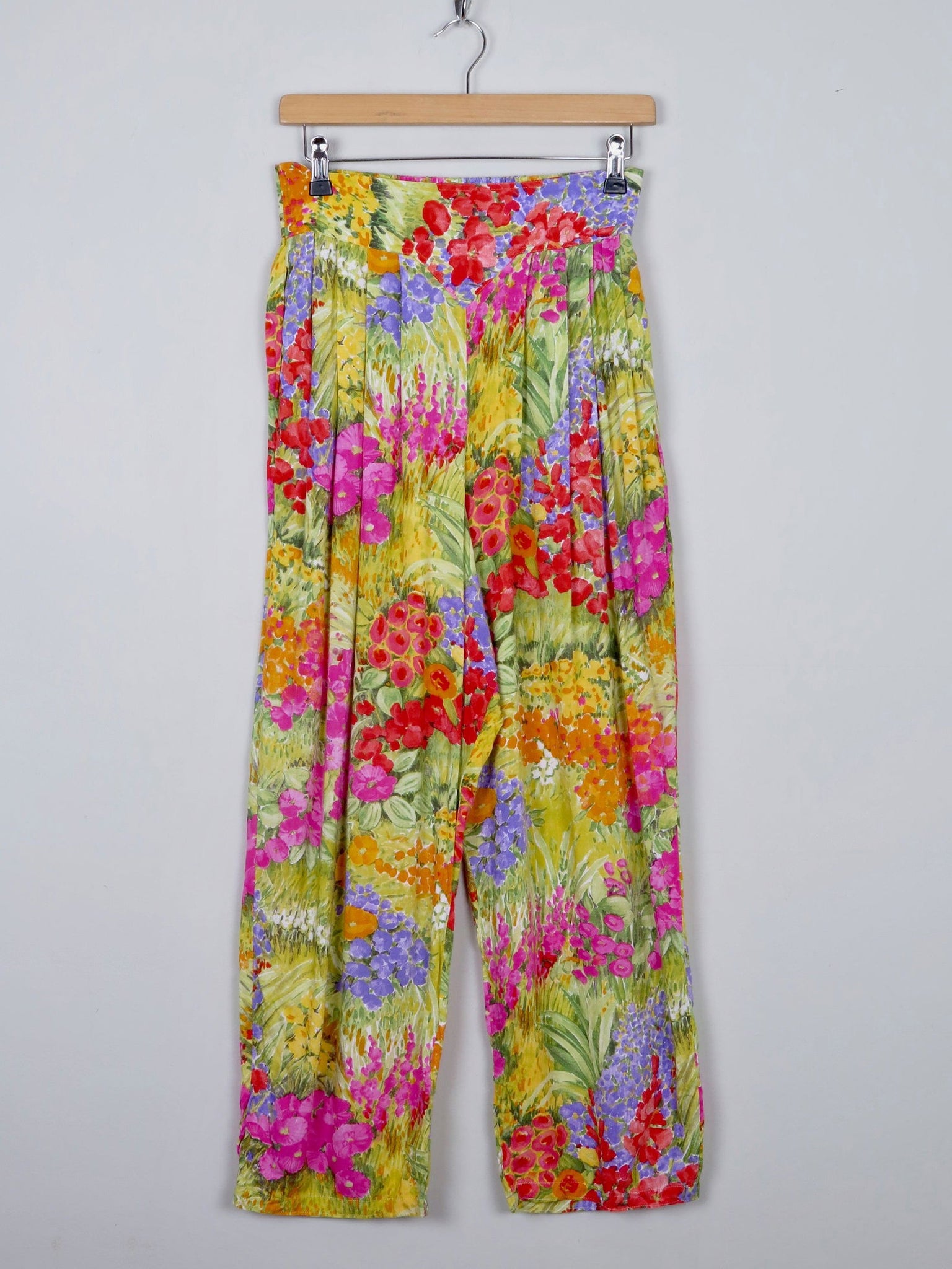 Women's Vintage Floral Printed Trousers S - The Harlequin