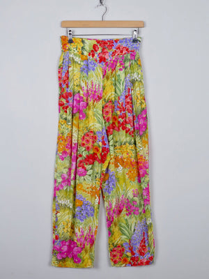 Women's Vintage Floral Printed Trousers S - The Harlequin