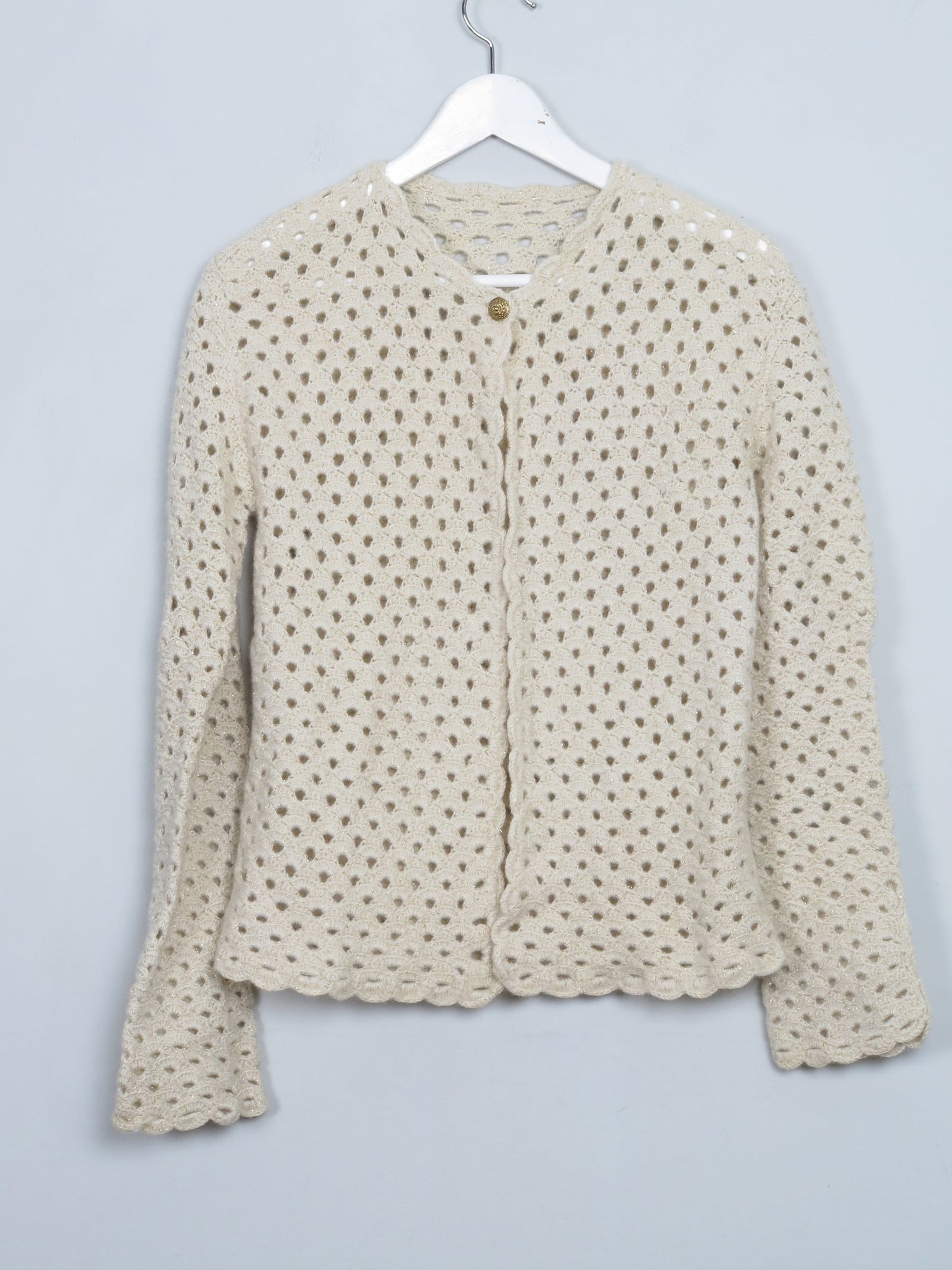 Women's Vintage Gold Crochet Cardigan S/M - The Harlequin