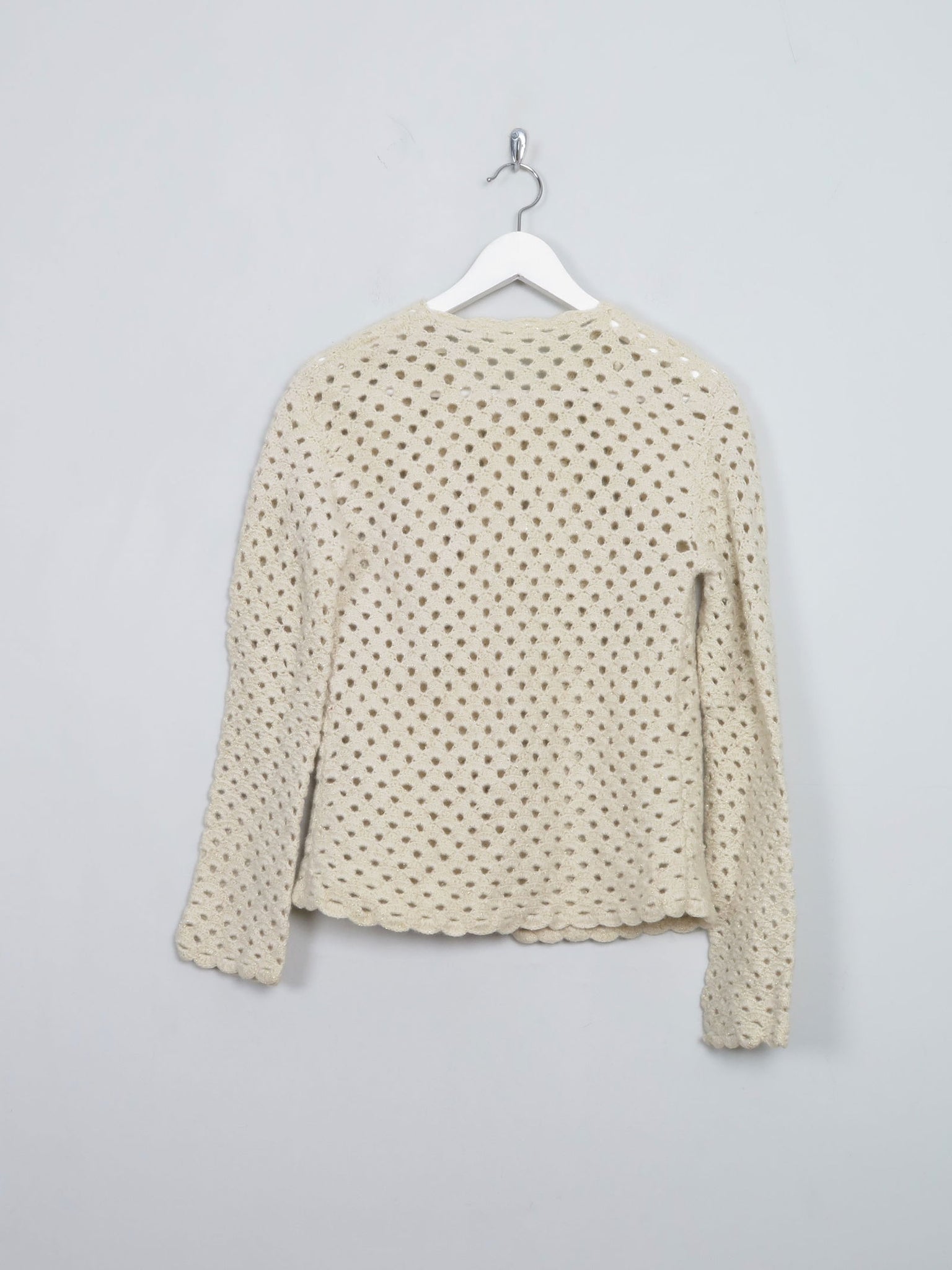 Women's Vintage Gold Crochet Cardigan S/M - The Harlequin