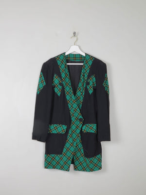 Women's Vintage Green & Black Tartan Jacket S - The Harlequin