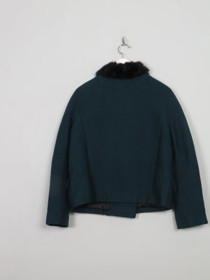 Women's Vintage Green Jacket With Fur Collar M - The Harlequin