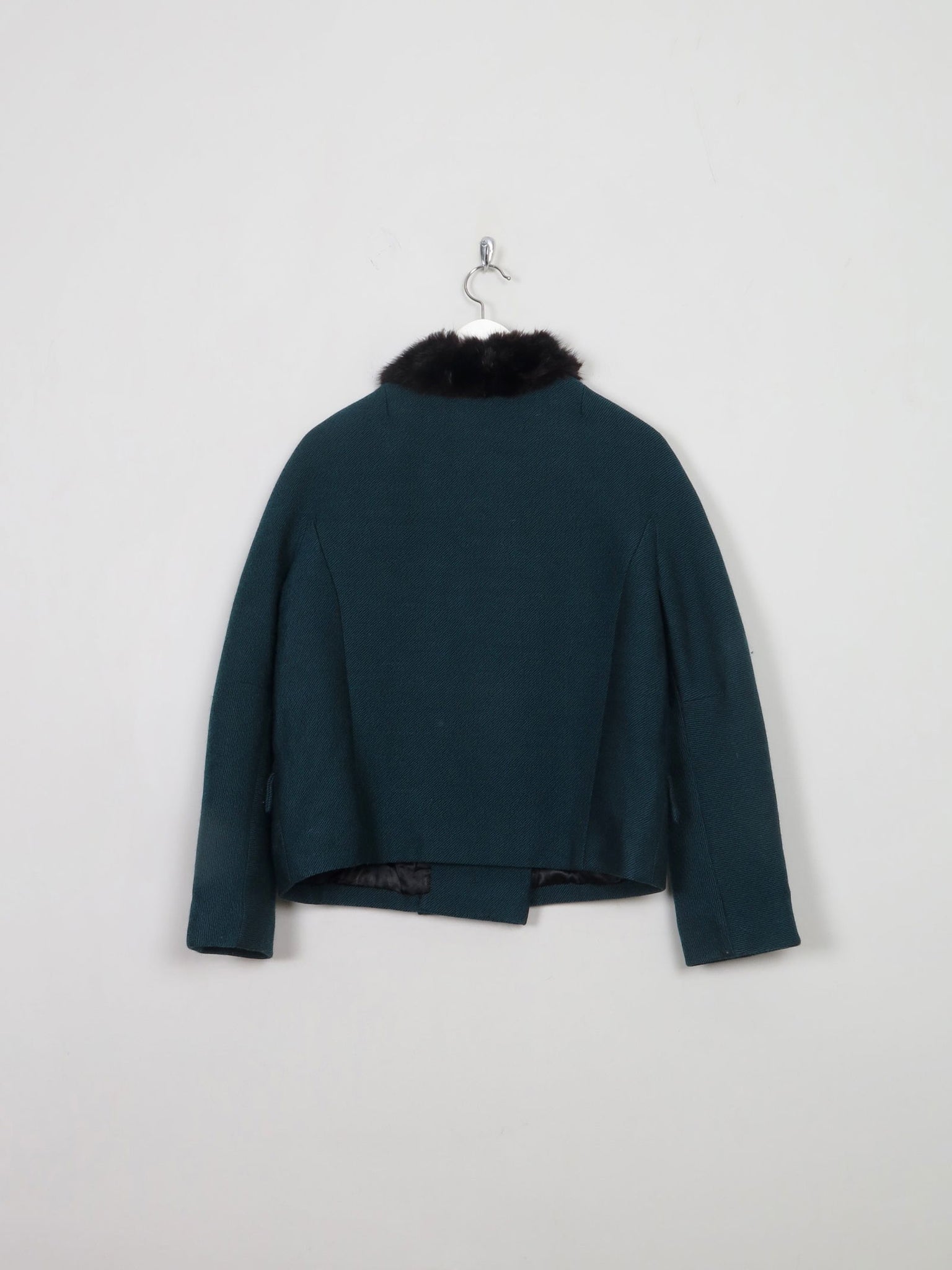 Women's Vintage Green Jacket With Fur Collar M - The Harlequin