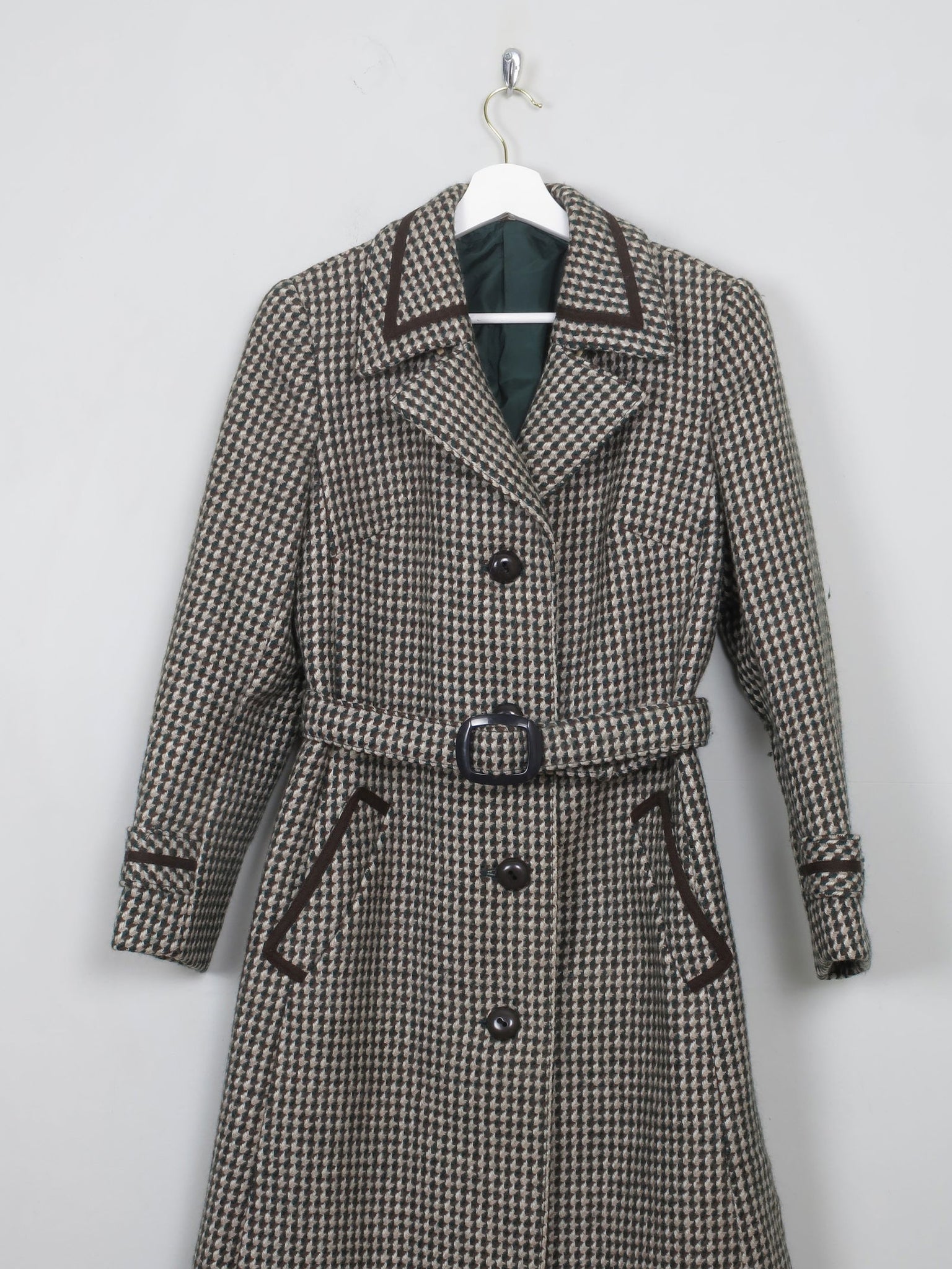 Women's Vintage Green Tweed 70's Coat S/M - The Harlequin