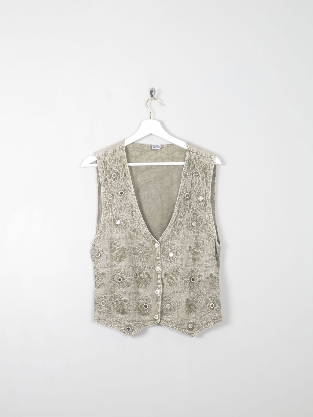 Women's Vintage Green Waistcoat S/M - The Harlequin