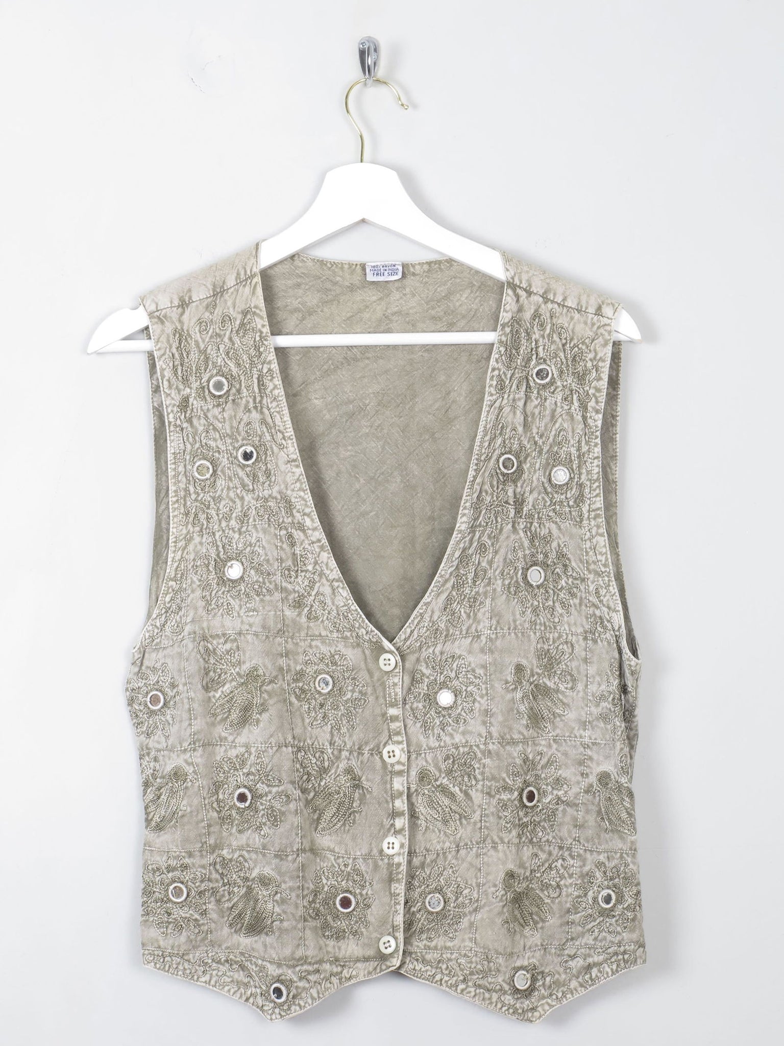Women's Vintage Green Waistcoat S/M - The Harlequin
