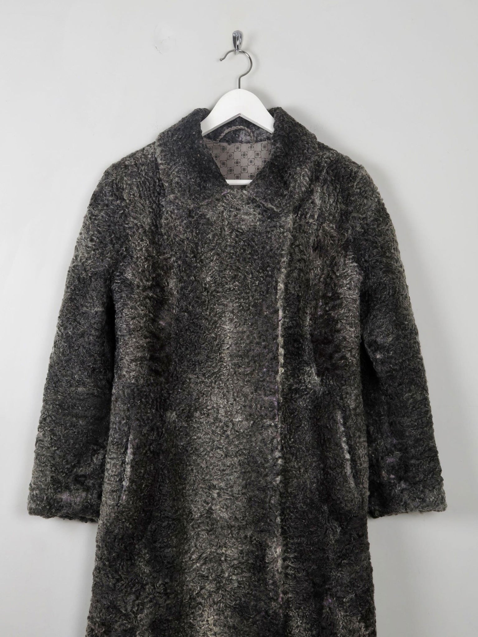 Women's Vintage Grey 1950s Astrachan Coat M - The Harlequin